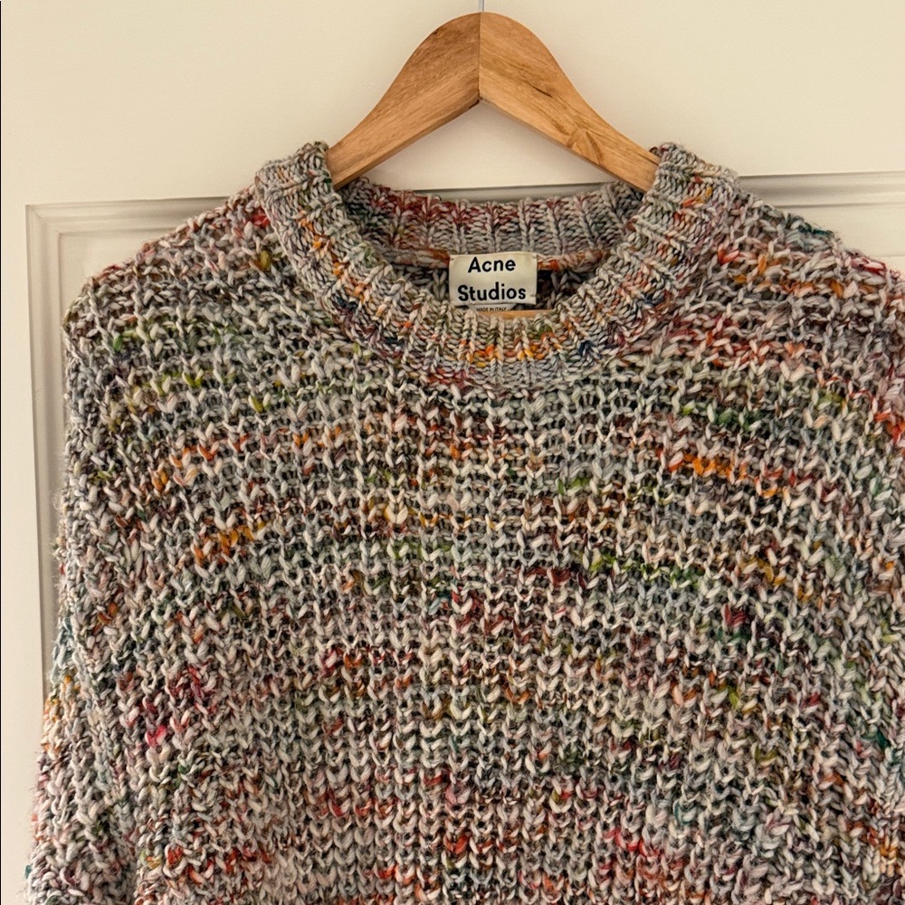 Acne Marled Knit Crew Neck Sweater with asymmetrical hem